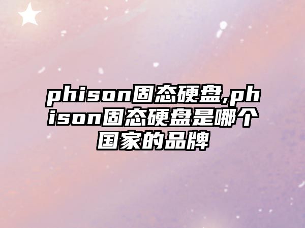 phison固態硬盤,phison固態硬盤是哪個國家的品牌