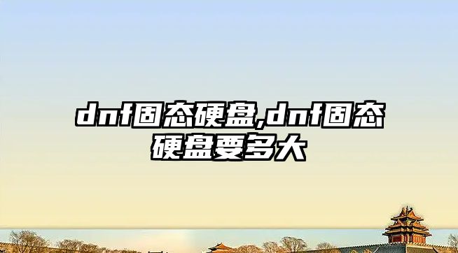 dnf固態硬盤,dnf固態硬盤要多大