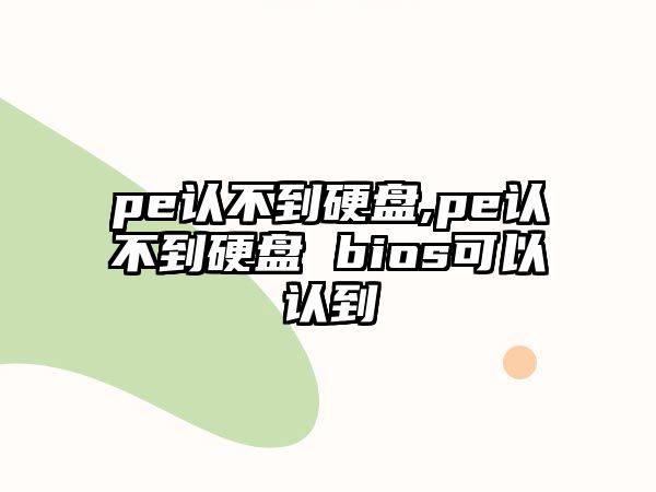 pe認不到硬盤,pe認不到硬盤 bios可以認到